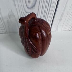 1960s Vintage Solid Red Wood Hand Carved Gourd Trinket